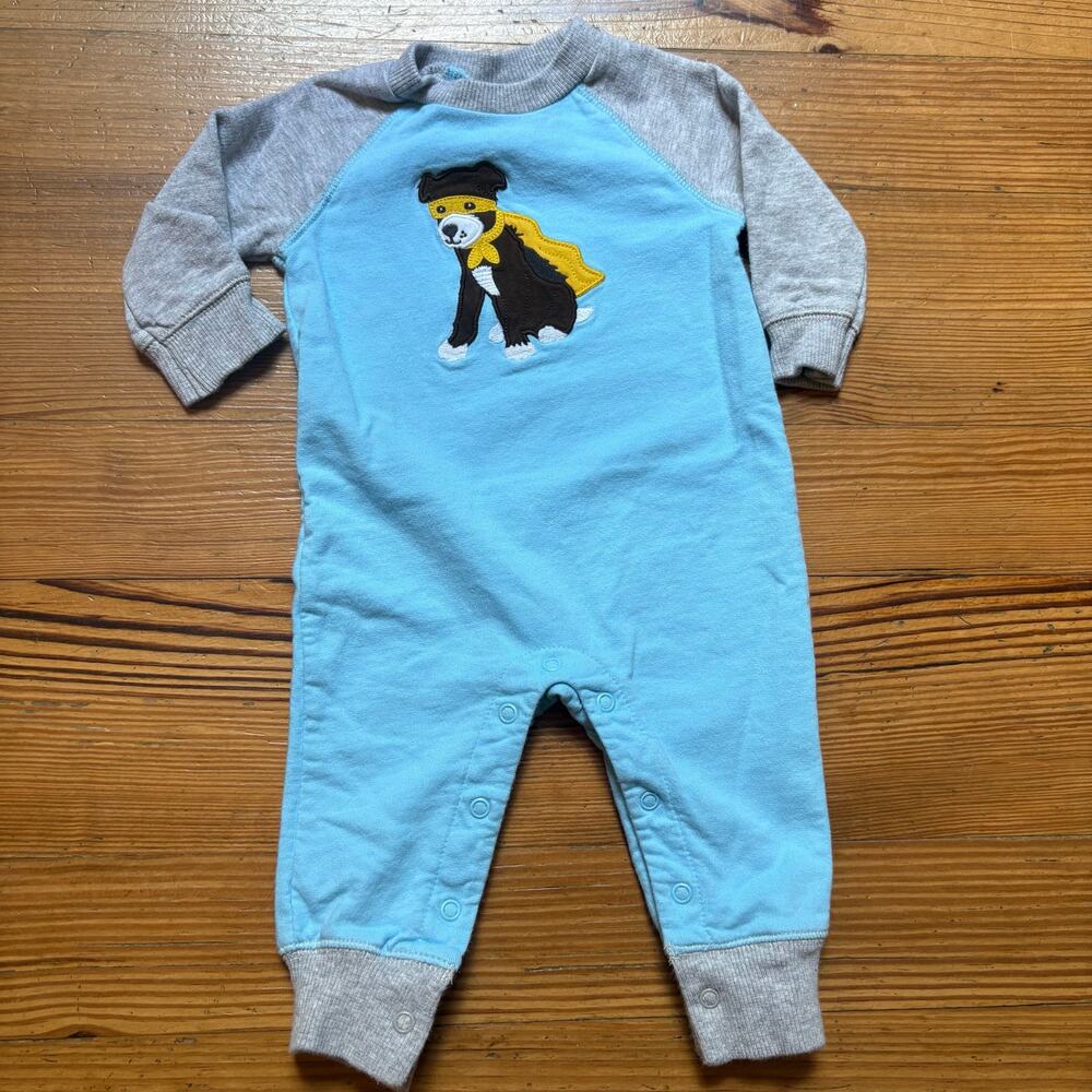 Carter's blue gray super dog embroidered long sleeve pant cotton pajamas SIZE 6M
